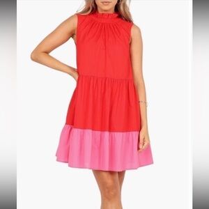 Colorblock Red and Pink Dress